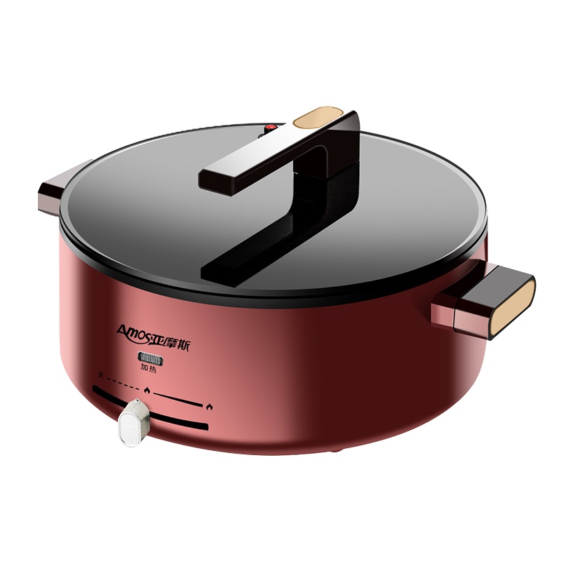 亚摩斯(AMOS)微压多功能电火锅AH1361 家用多用途锅电火锅电炒锅电热锅 电煎锅电烤锅电烧烤炉涮烤锅 4.5L