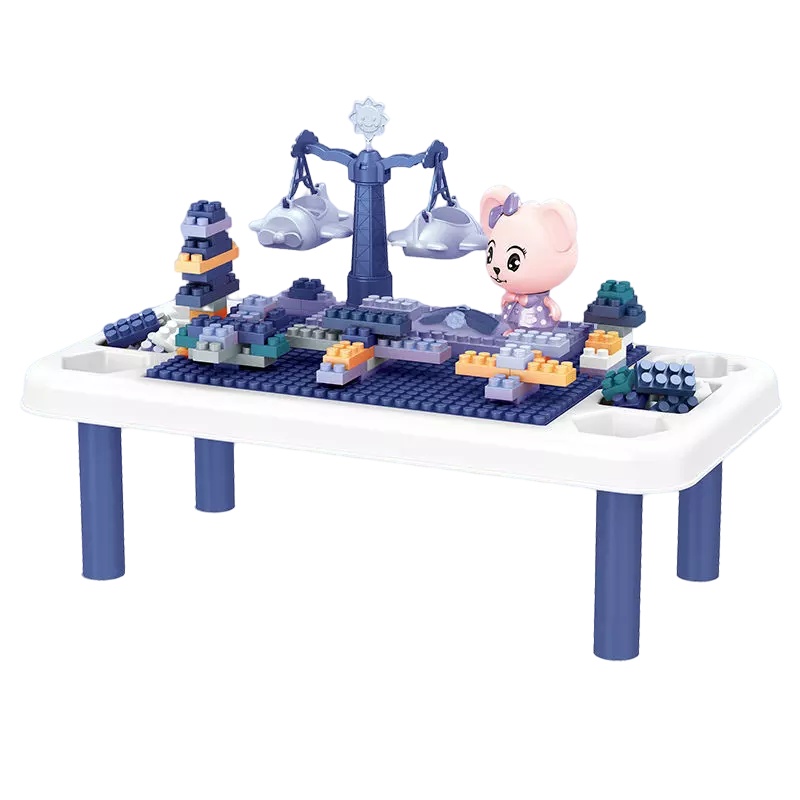 乐加酷 儿童益智百变拼装积木早教多功能大颗粒积木桌男孩女孩 3-5-6岁儿童礼物 摇摆飞机积木桌
