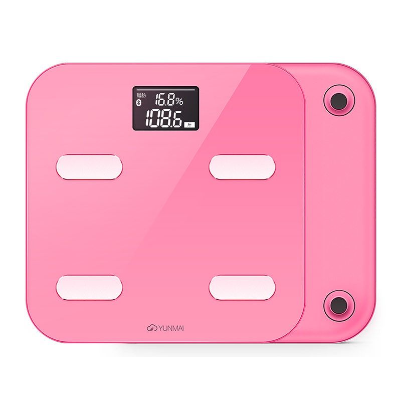 云麦(YUNMAI)好轻Color智能家用体脂称健康秤粉色 29项身体数据测量 精准测体脂称体重 钢化玻璃材质 重量2.2KG