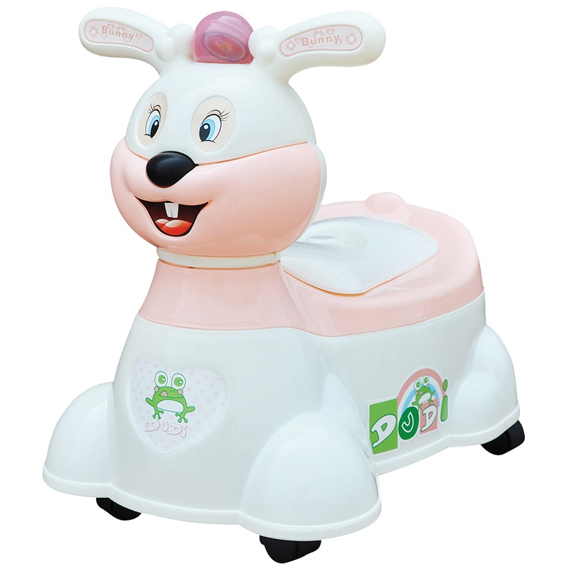 嘟迪 加大号儿童坐便器男 女宝宝座便器婴儿小孩马桶 婴幼儿尿盆 兔子音乐座便器 滑轮款粉红