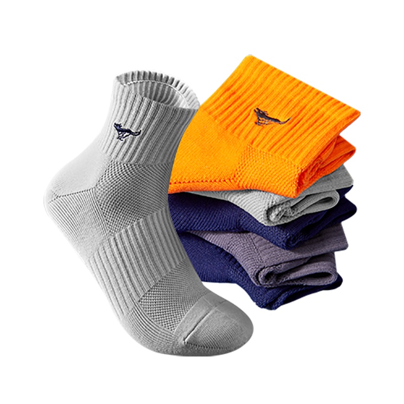 七匹狼男士袜子冬季男式户外男休闲毛圈锁温中筒袜5双盒装