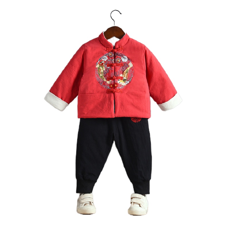 最喜家汉服男童夹棉套装中国风宝宝新年拜年服冬季周岁衣服儿童过年唐装