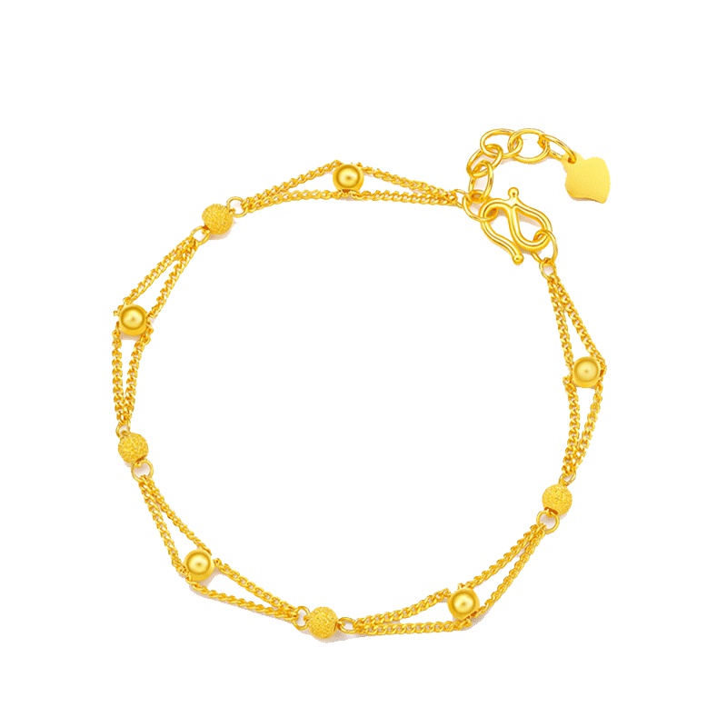 手拉手(Slaso)珠宝 黄金手链女款足金999纯金手链金珠光珠圆珠磨砂珠手链