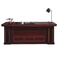 欧宝美办公家具老板桌办公桌油漆贴实木皮总裁桌大班台经理桌 XC-06