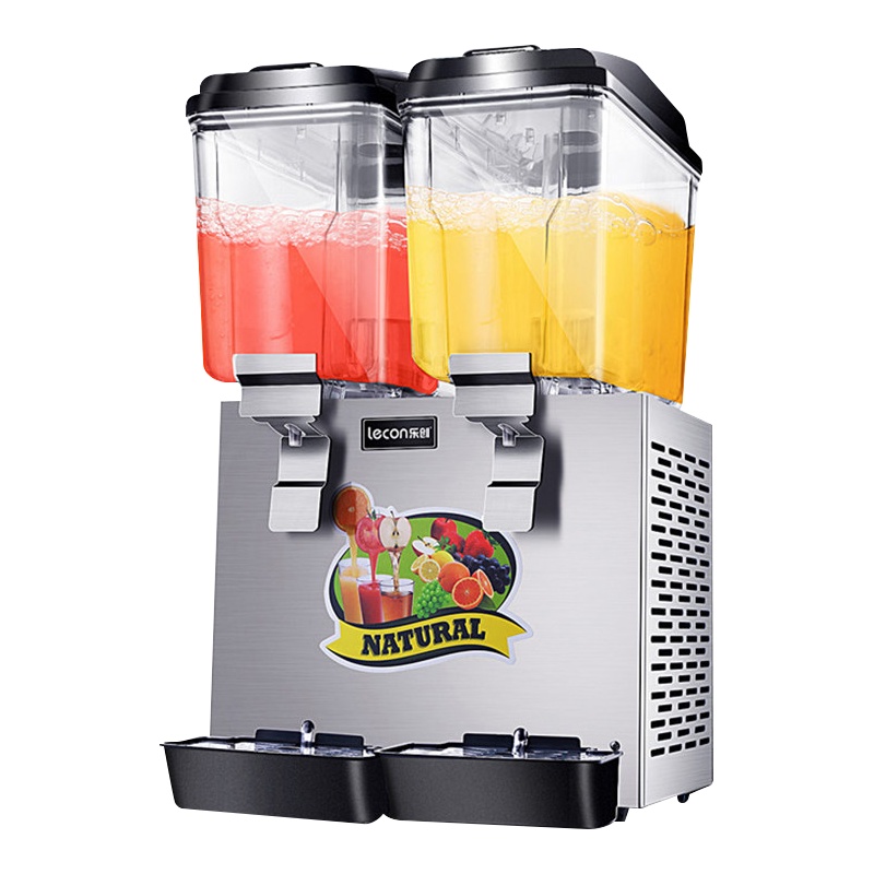 乐创饮料机商用双缸三缸果汁可乐机冷热双温全自动移动冷饮摆摊机 32升双温双缸[搅拌式 黑色]