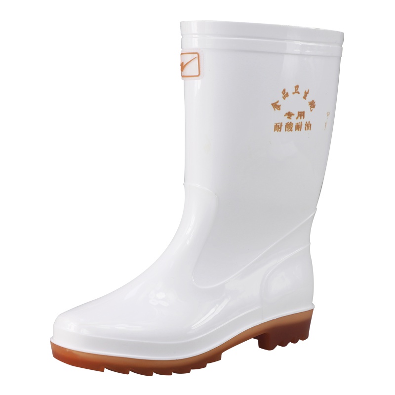 双星食品防酸碱油中筒雨鞋卫生靴雨靴白色厨房用雨靴工作防水鞋DSA103/393