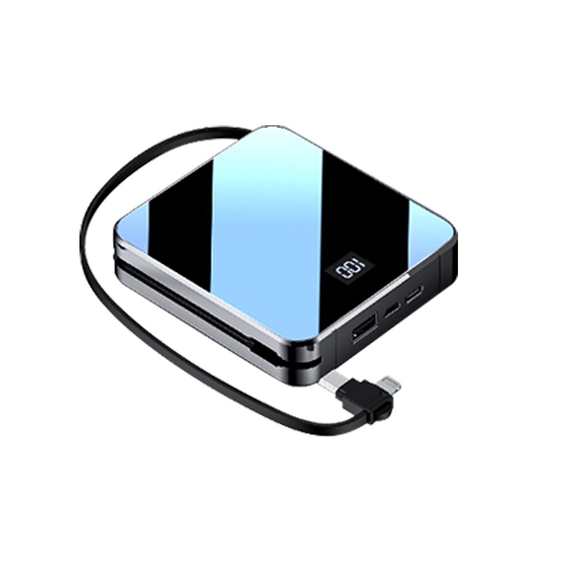 ZNNCO充电宝20000毫安时超薄小巧自带线迷你快充大容量移动电源便携苹果华为小米2WmAh手机 加厚版一线三头钢琴黑