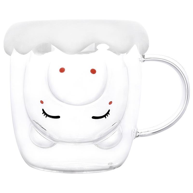 苏宁极物 小猪双层玻璃隔热水杯 300ml 双层耐高温带把玻璃杯子 便携办公室水杯(猪)