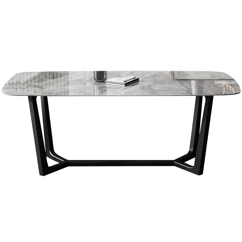 爱家生活轻奢岩板餐桌椅组合意式家用餐厅小户型简约长方形吃饭桌