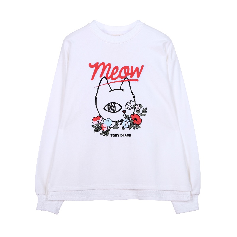 a02新款2020潮流小黑卡通印花圆领宽松卫衣女DTV1A1031KT