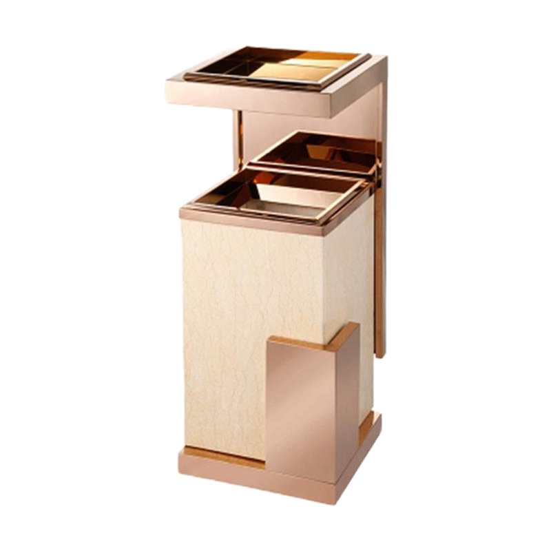 小海牛酒店大堂大理石垃圾桶带烟灰缸不锈钢宾馆大厅走廊电梯口立式烟桶 玫瑰金