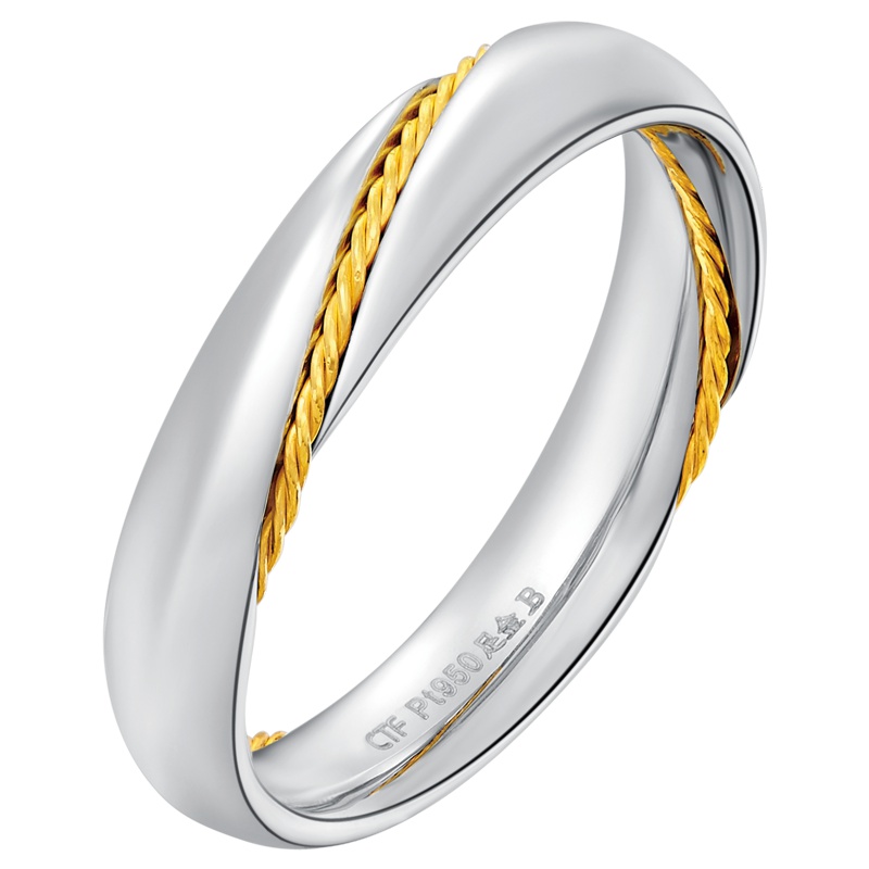 周大福首饰黄金铂金戒指/男戒PT156993