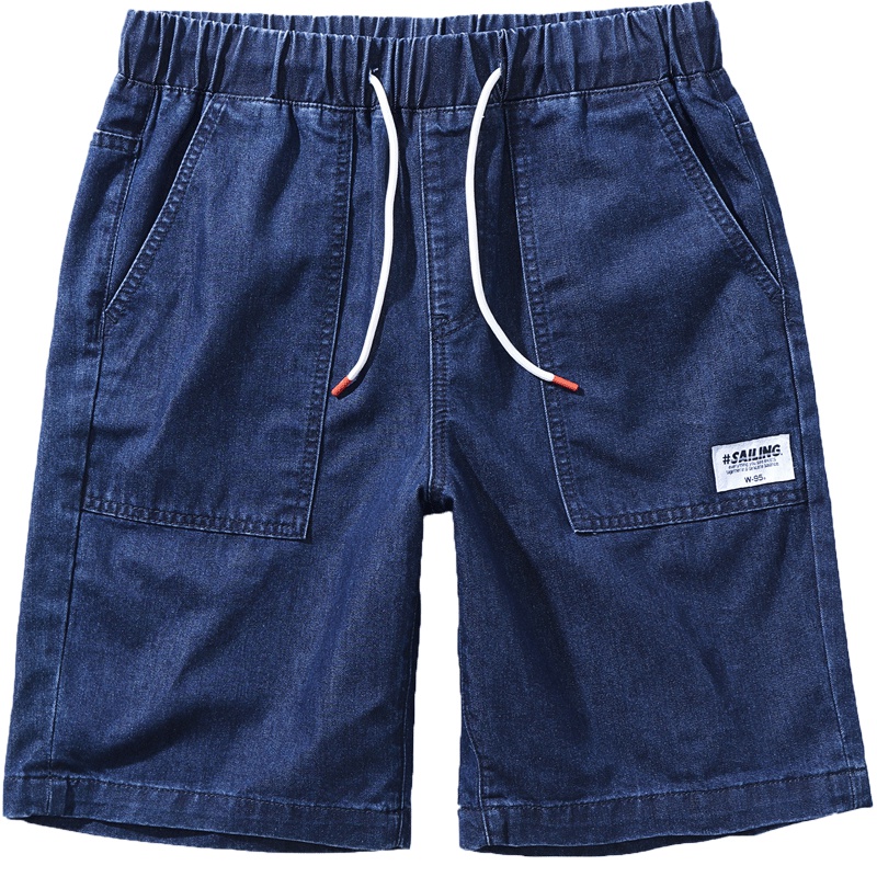 唐狮2019夏季新款牛仔短裤男宽松贴标牛仔裤短裤男士中裤韩版潮流