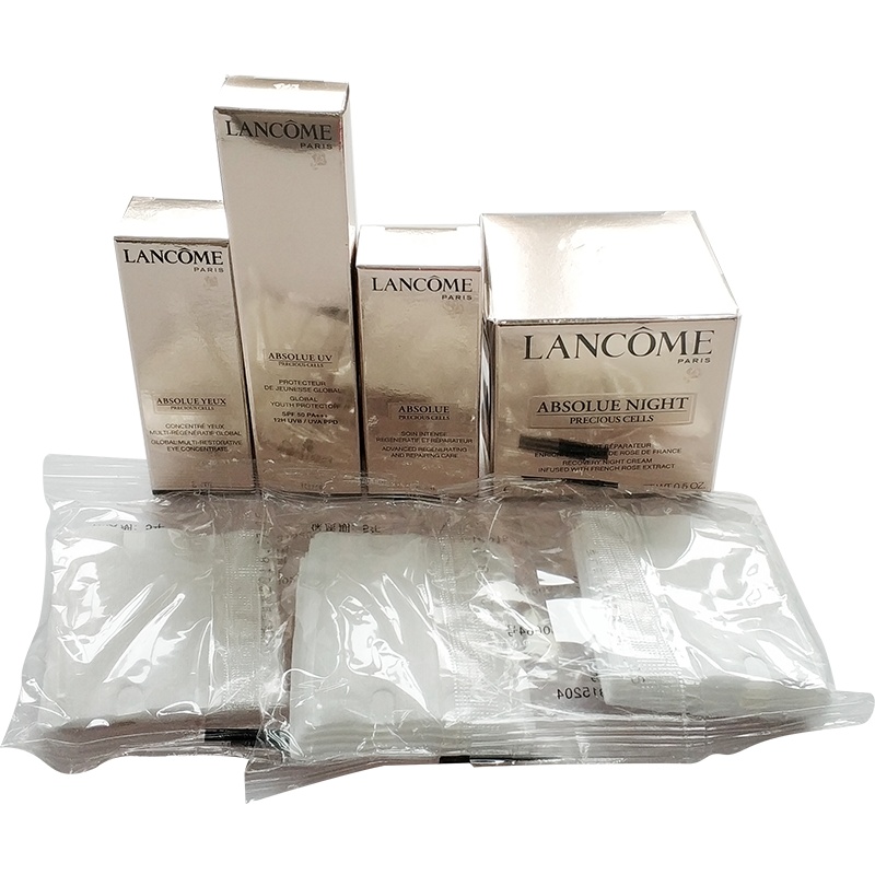LANCOME兰蔻黑金臻宠晚霜15ml+眼部精华乳5ml+日霜5ml+防晒乳10ml+3片化妆棉+化妆包