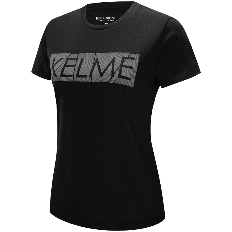 Kelme/卡尔美 2019年夏季新款女士运动休闲T恤拼接LOGO时尚短T