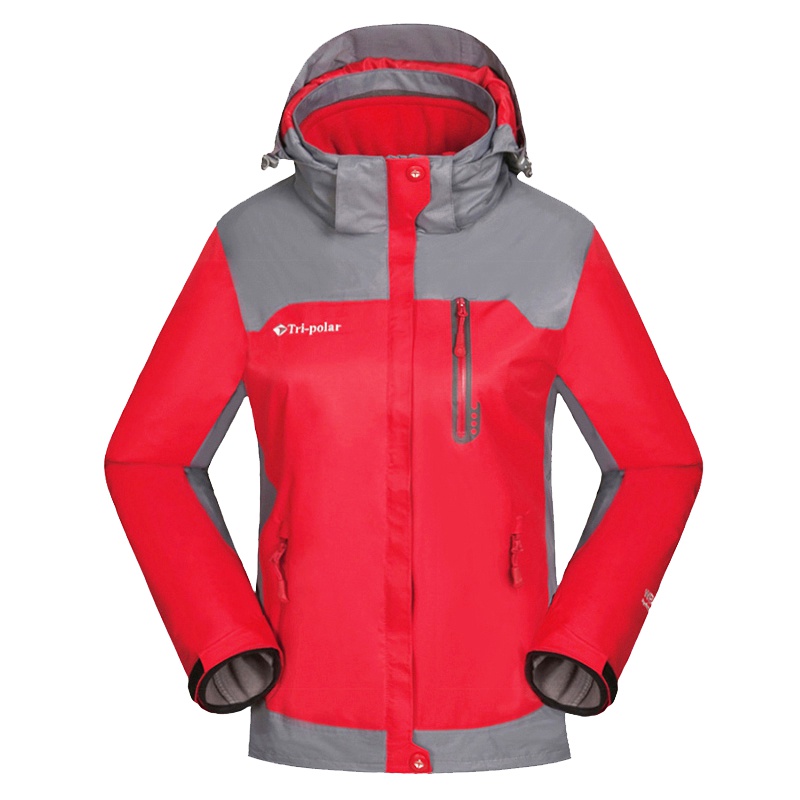 三极户外(Tripolar) TP6306 冲锋衣女户外旅行登山衣休闲运动两件套女加绒保暖冲锋衣