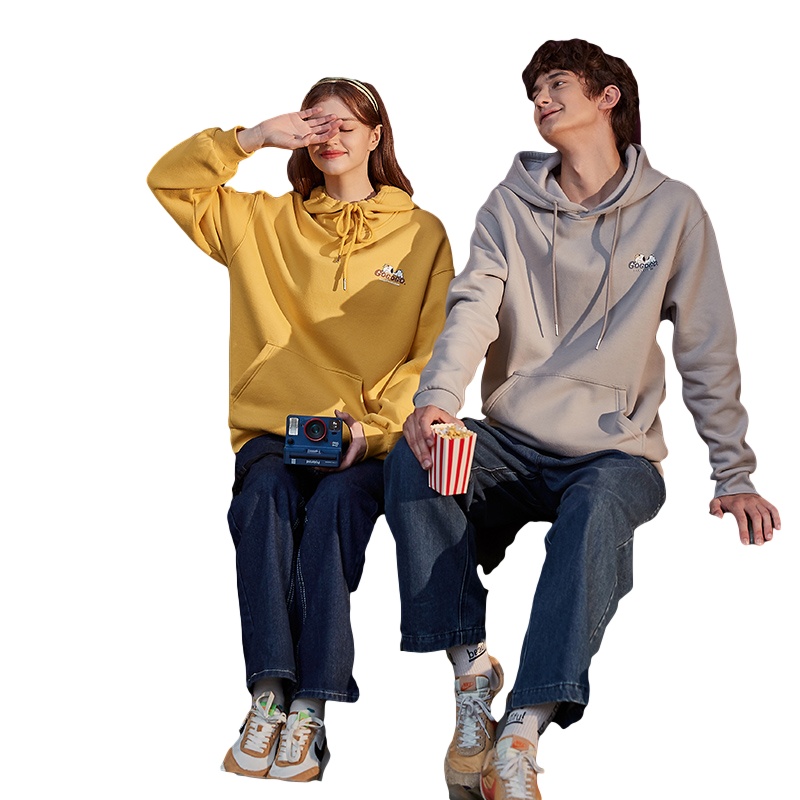 唐狮秋冬季新款情侣装加绒情侣卫衣男女连帽联名宽松外套潮牌