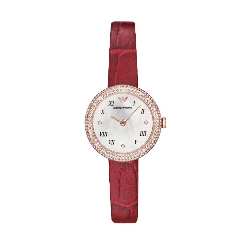 Armani阿玛尼手表摩登优雅复古红砖表带石英表女士腕表 生日礼物 送女友AR11357