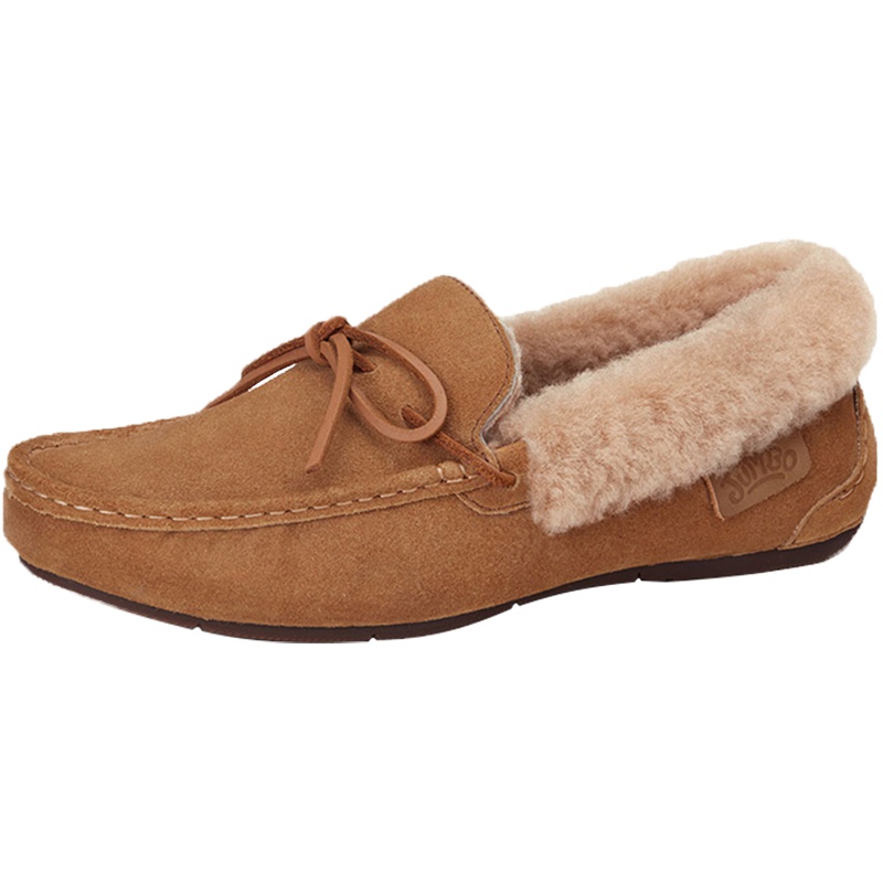 JUMBO冬季羊毛皮一体豆豆鞋男休闲鞋加厚保暖羊毛鞋