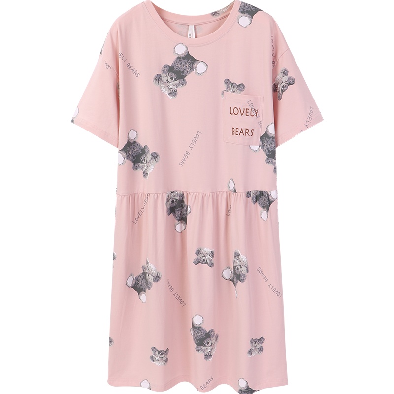 纯棉弹力针织印花短袖女裙