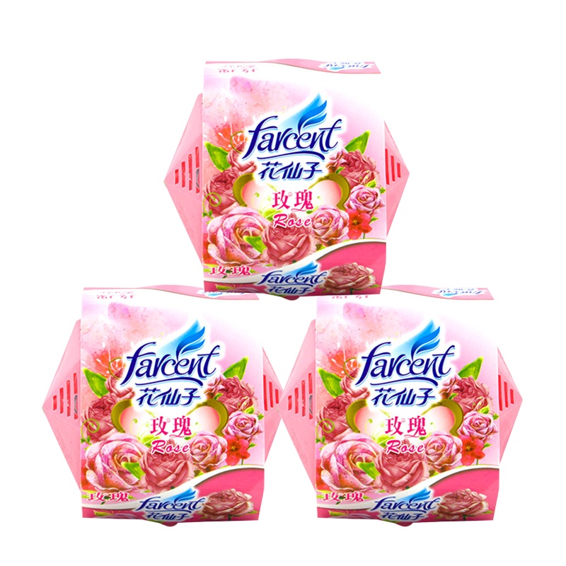 花仙子 玫瑰香钻石清香剂厕所除臭卫生间香薰卧室内持久汽车香水空气清新剂70g 3盒装