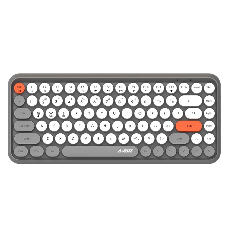 黑爵(AJAZZ)308i 键盘 无线蓝牙键盘 办公键盘 女性圆形朋克84键 安卓苹果iPad笔记本电脑键盘 熊猫灰
