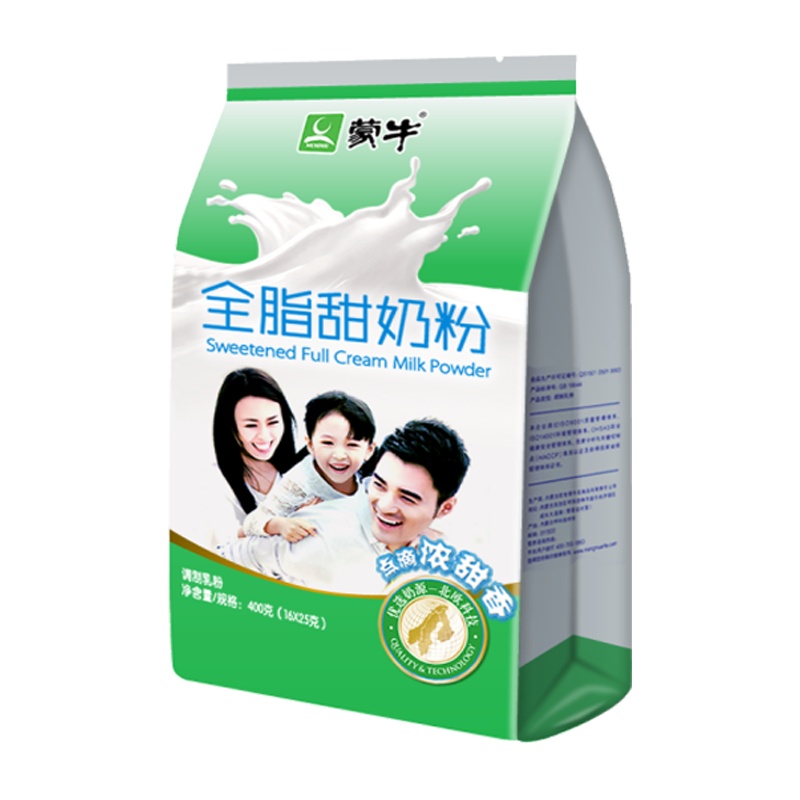 新 蒙牛全脂甜奶粉400g袋成人女士青少年学生儿童全家营养早餐牛奶粉