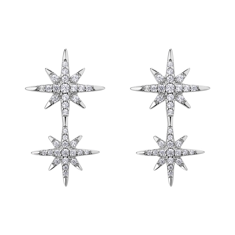 DTOTO 纯银气质米字流星耳钉女简约百搭精致耳饰