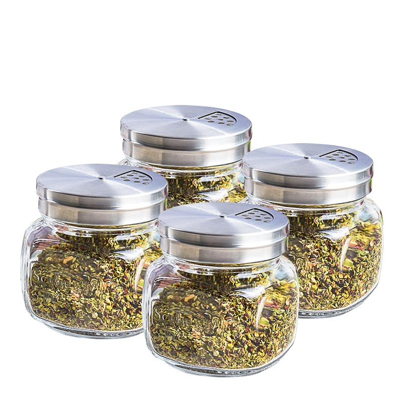 Scybe喜碧 利格尔厨房用品调味罐300ml盐罐玻璃瓶调料盒家用调味盒 四支装