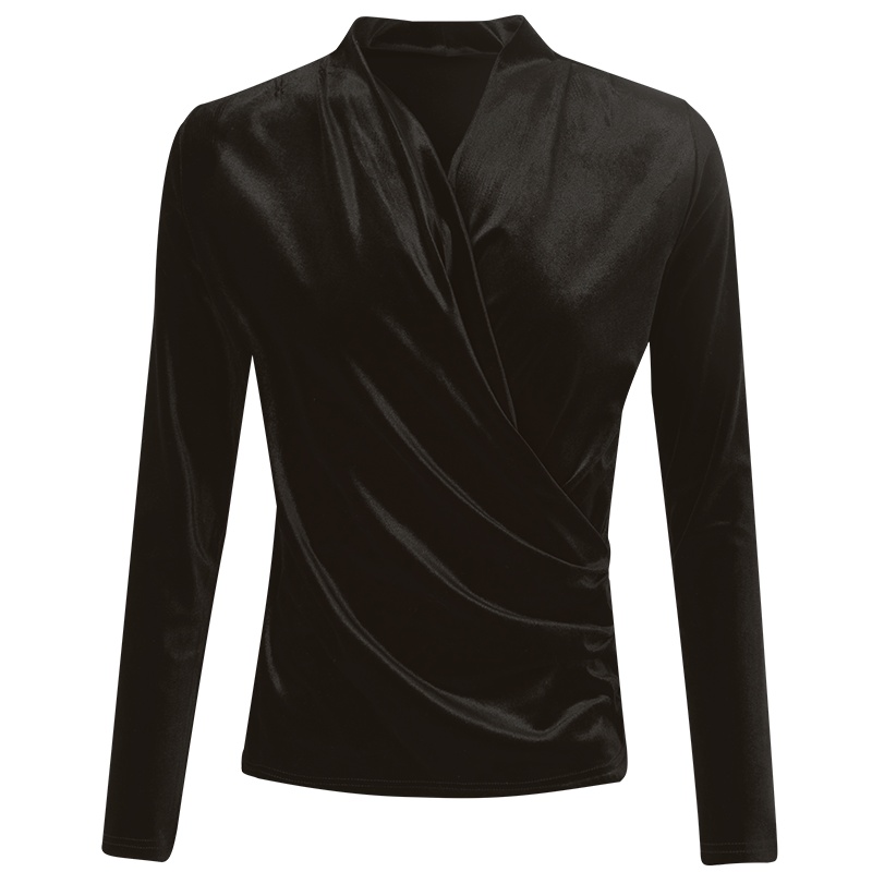 晚白2020冬季新品修身显瘦纯色V领长袖百搭常规丝绒衫打底衫女