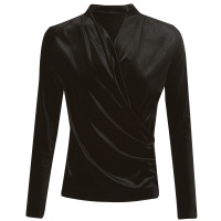 晚白2020冬季新品修身显瘦纯色V领长袖百搭常规丝绒衫打底衫女