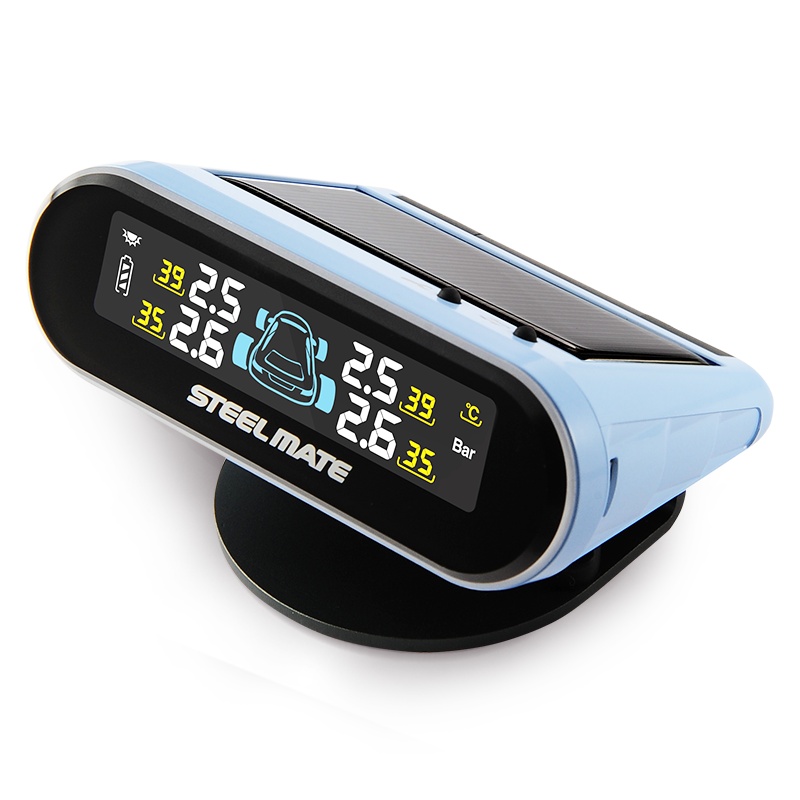 铁将军内置彩屏胎压监测太阳能无线汽车TPMS彩显胎压检测马卡龙多色Mini-Ones 粉蓝色内置款