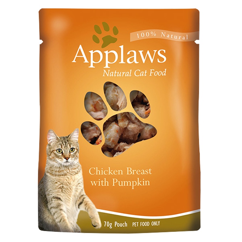 爱普士猫餐包 英国Applaws 猫用鸡肉南瓜肉汤口味猫咪营养湿粮零食餐包70g
