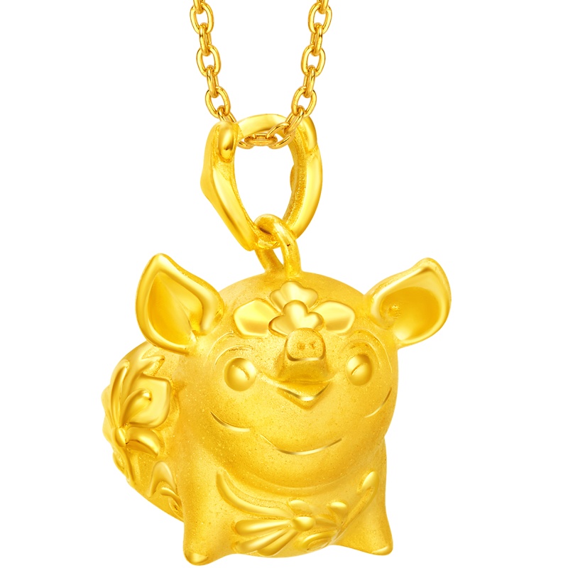 周大福x韩美林系列猪年生肖仰天笑金猪足金金吊坠R23072定价