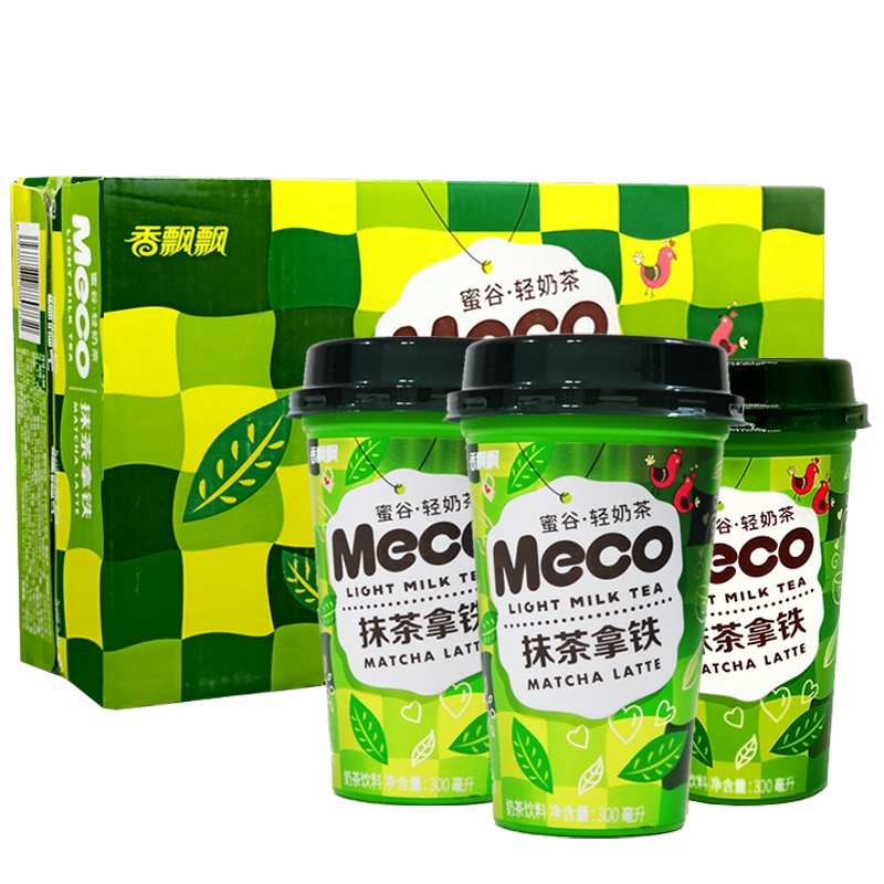 香飘飘meco轻奶茶抹茶拿铁300ml*12杯白桃乌龙太妃奶茶早餐下午茶即饮奶茶免冲泡早餐下午茶