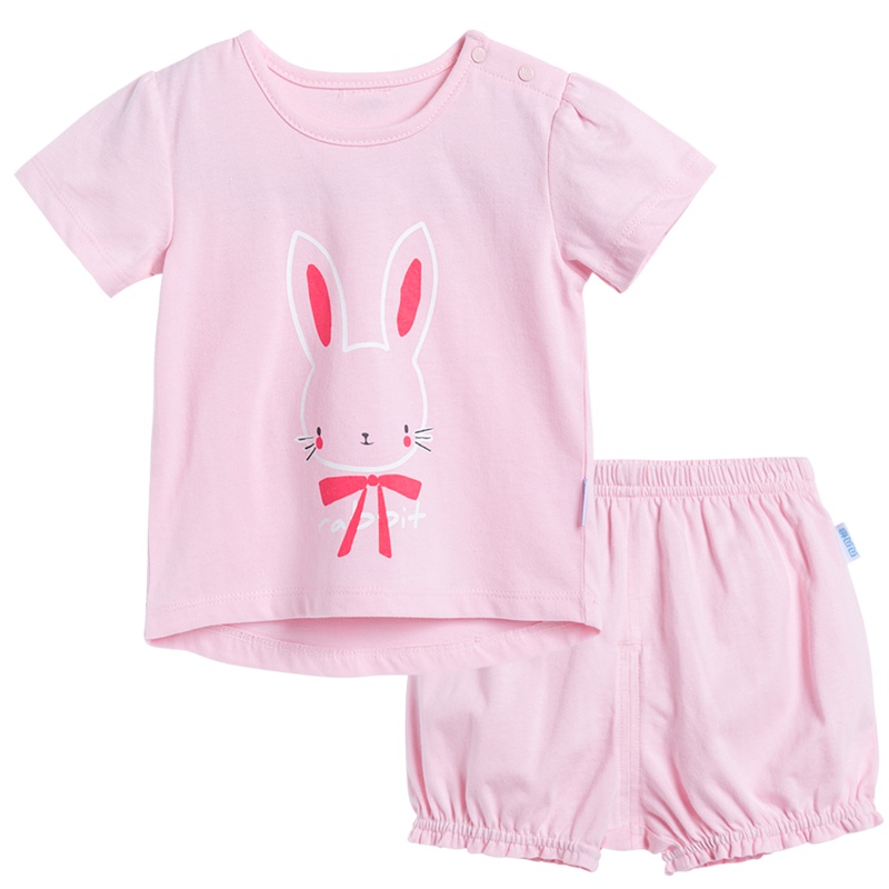 贝贝怡童装女童卡通短袖套装夏季婴儿衣服宝宝两件套172T087