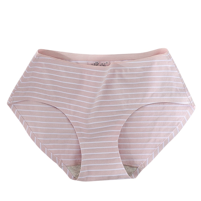 浪莎内裤女内裆纯棉抗菌少女日系条纹中腰透气薄款无痕收腹三角裤2条