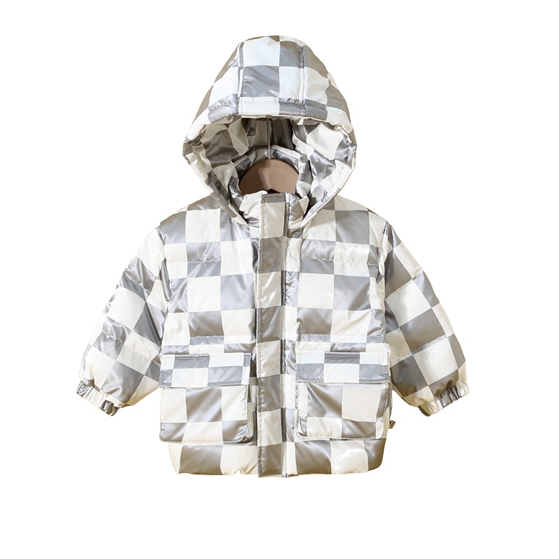 史努比(SNOOPY)装儿童羽绒服加厚短款冬季新款洋气中小童格子白鸭绒衣服小女孩保暖儿童羽绒外套AF005