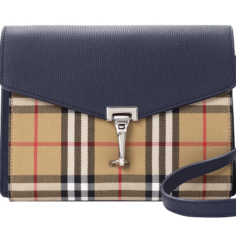 预订BURBERRY Macken系列 斜挎单肩包 Vintage格纹 小号 23.5x17x6CM牛皮革\织物
