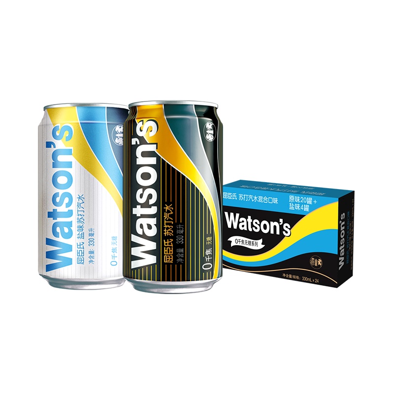 屈臣氏(Watsons)调酒系列盐味苏打混合330MLX24罐(原味20罐+盐味4罐)