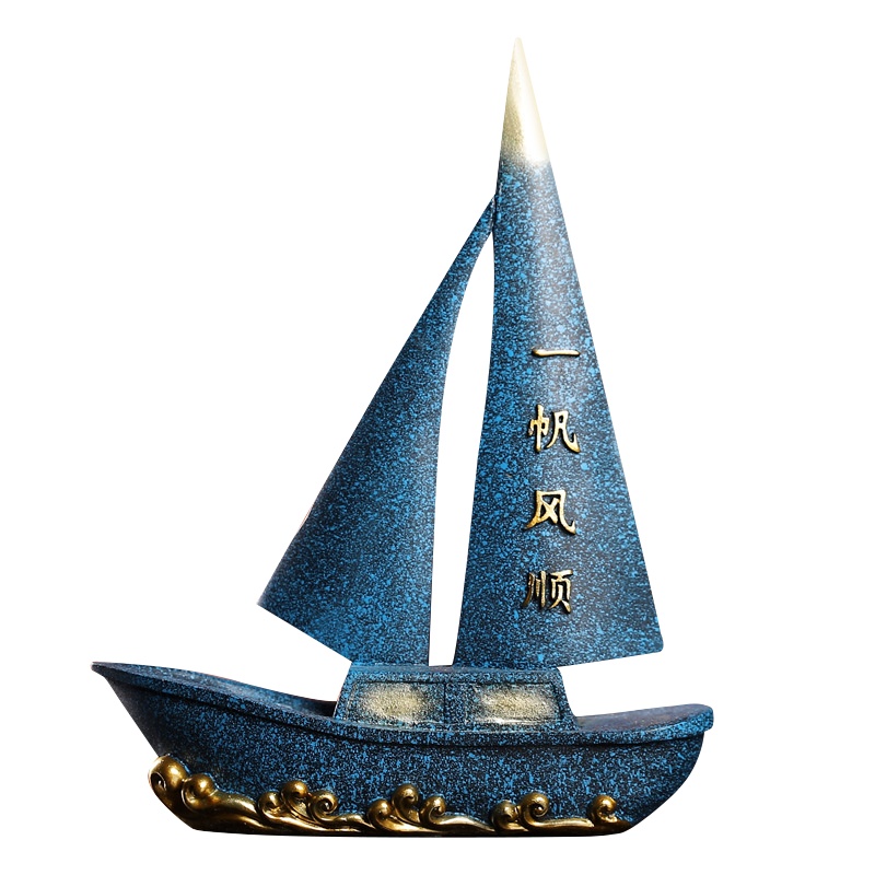 添福运 树脂摆件工艺品家居客厅电视柜酒柜装饰品玄关现代简约家居客厅酒柜小装饰品摆件办公室装饰品 一帆风顺摆件