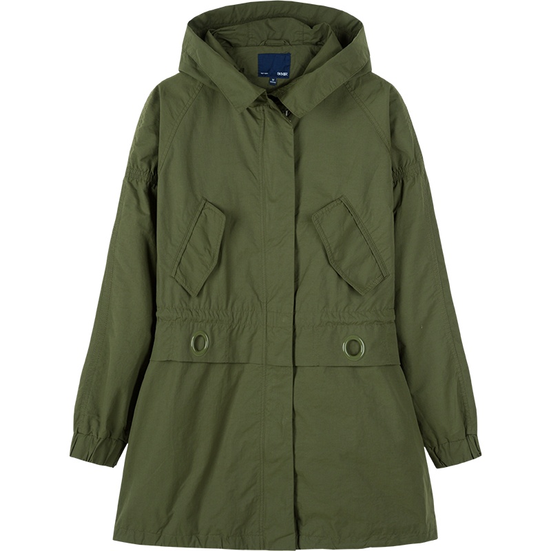 森马风衣女2019秋季新款oversize中长款按扣流行收腰气质显瘦外套