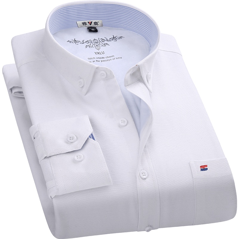 雅鹿男装冬季新款男士长袖衬衣纯色加厚保暖抗皱免烫衬衫Y703AW1N010Y703AW1N010