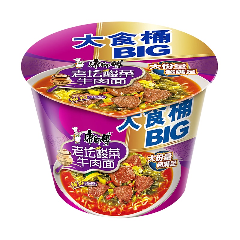 康师傅 大食桶 老坛酸菜牛肉面 159g