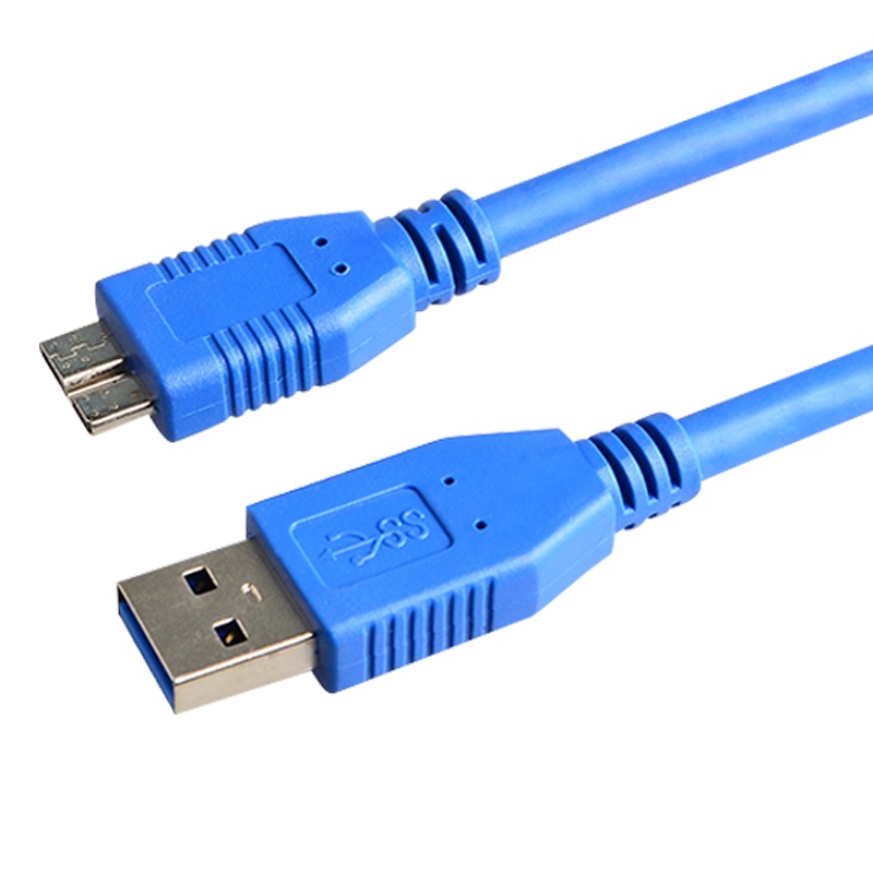 晶华 高速USB3.0西部数据WD移动硬盘数据线AMicroB手机数据连接线三星NOTE连接线蓝色 0.3米U212A