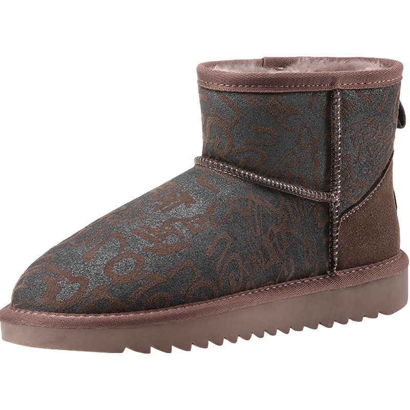 公猴真皮雪地靴女2020秋冬加绒加厚短靴时尚百搭学生厚底棉鞋