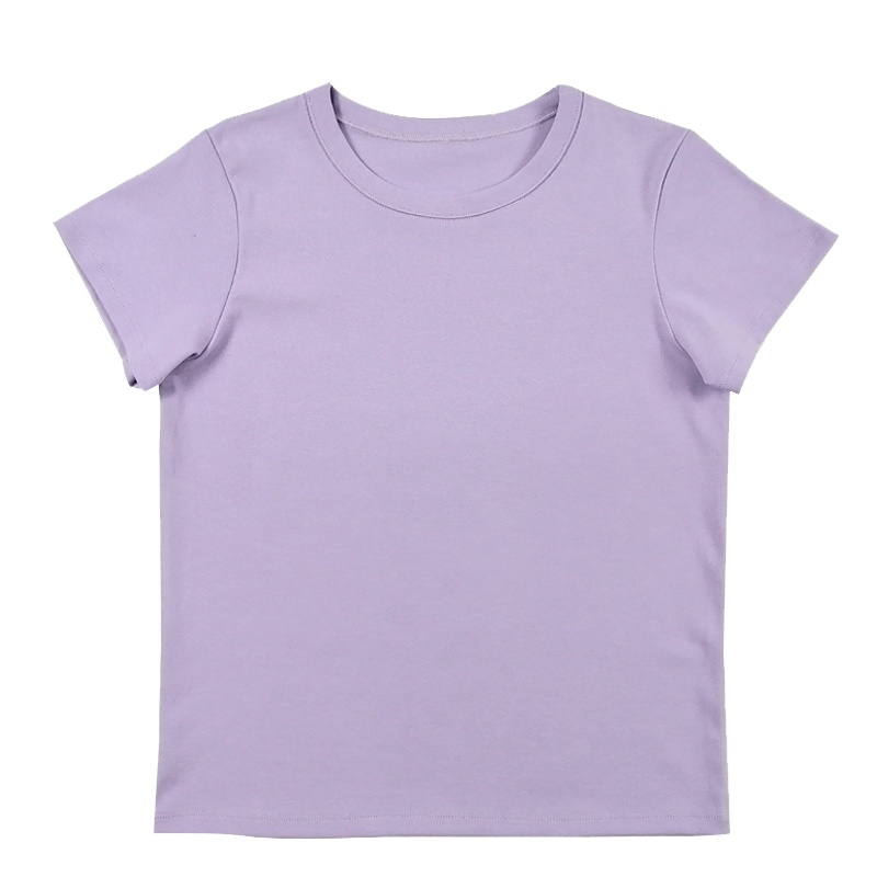 纯色纯棉宽松短袖t恤女修身深杏色夏季半袖时尚洋气学生休闲体恤