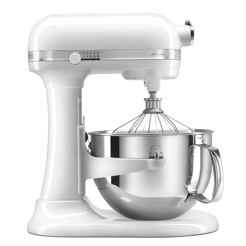 凯膳怡(KitchenAid) 5.7L升降式厨师机双碗家用小型和面机揉面搅拌机5KSM6583C牛奶白