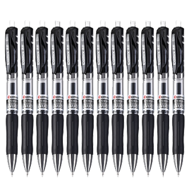 齐心(Comix) 12支装0.5mm黑色 按动中性笔 K35