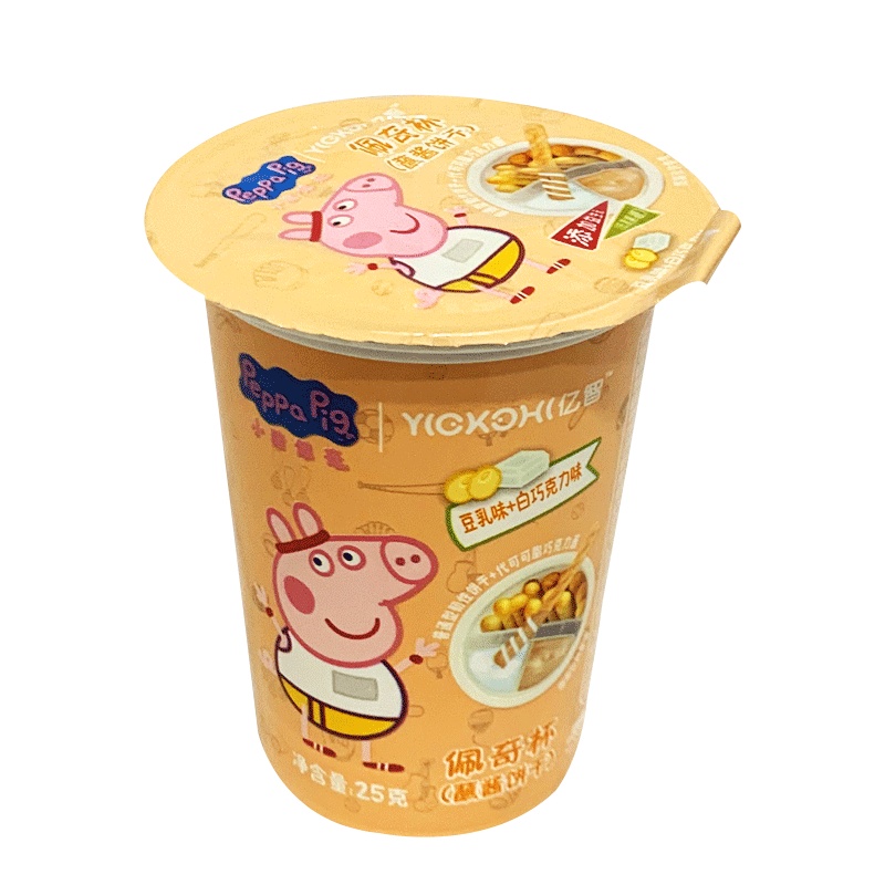 小猪佩奇PeppaPig蘸酱杯豆乳味+白巧克力 25克 双重美味儿童零食辅食 孕婴童饼干